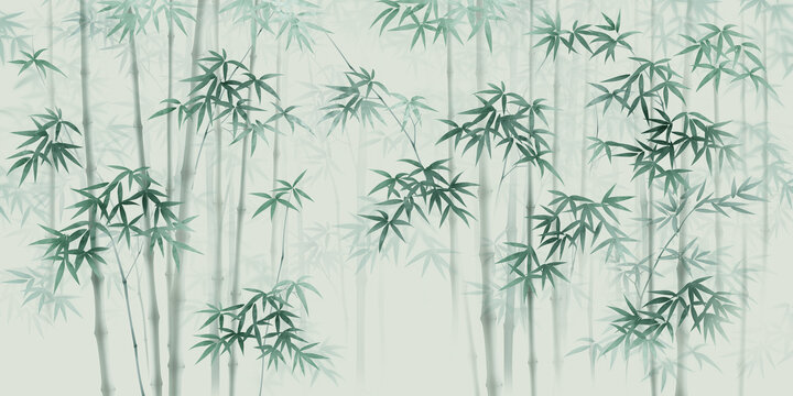 写意竹子背景墙
