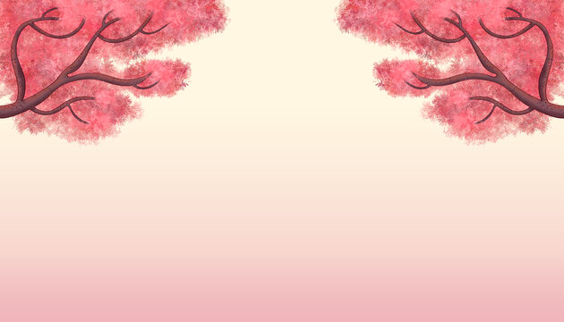 原创桃树插画高清分层源文件