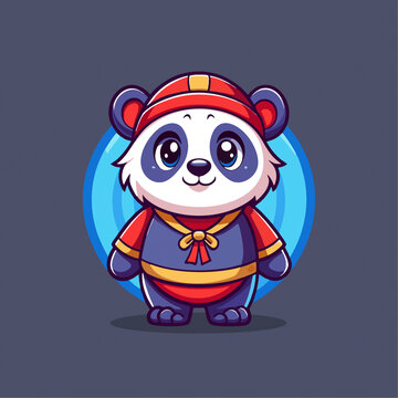 可爱熊猫中国风服装矢量Q版卡通