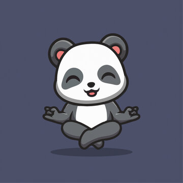 可爱熊猫坐着瑜伽矢量Q版卡通
