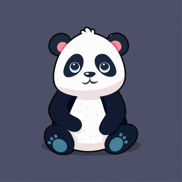 可爱熊猫坐着矢量Q版卡通插画