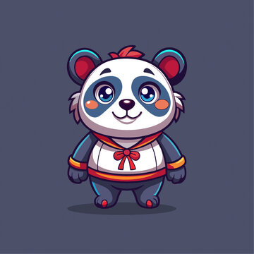 可爱熊猫唐装矢量Q版卡通插画