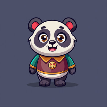 可爱熊猫上班族矢量Q版卡通插画