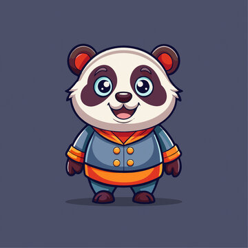 可爱熊猫中国风服装微笑矢量卡通
