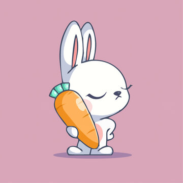 可爱小兔子胡萝卜矢量插画