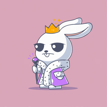 可爱小兔子皇后女王卡通插画