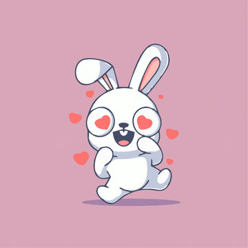 可爱小兔子恋爱矢量Q版卡通插画