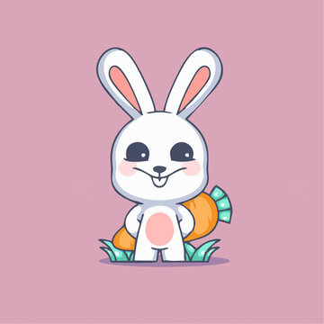 可爱小兔子胡萝卜矢量插画