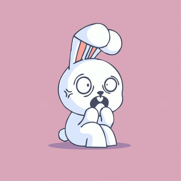 可爱小兔子惊吓矢量Q版卡通插画