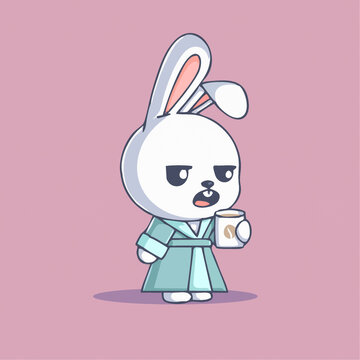 可爱小猫咖啡矢量Q版卡通插画