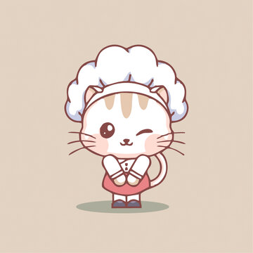 可爱小猫女仆仆人矢量插画