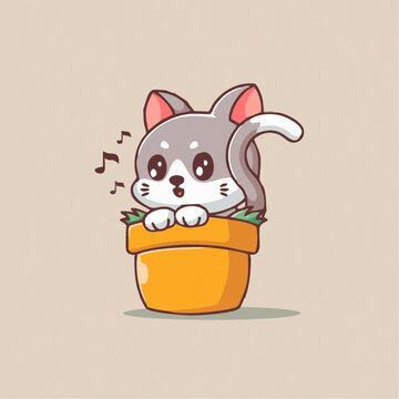 可爱小猫帽子矢量Q版卡通插画