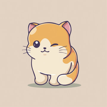 可爱小猫眯眼矢量Q版卡通插画