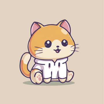 可爱小猫卫衣矢量Q版卡通插画