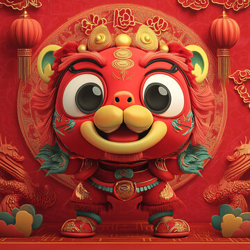 卡通形象虎年