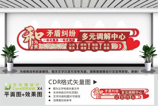 矛盾纠纷多元调解中心文化墙