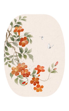 唯美凌霄花插画