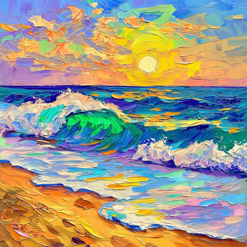海浪美术绘画