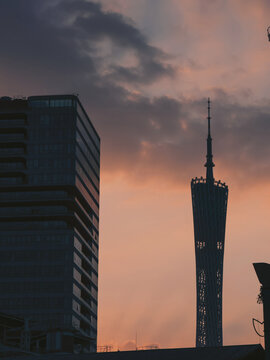 广州晚霞风光广州塔