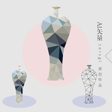 装饰画花瓶抽象插画
