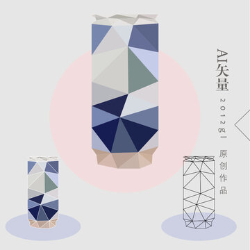 花瓶插画装饰画几何多边形