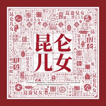 昆仑儿女文字装饰画