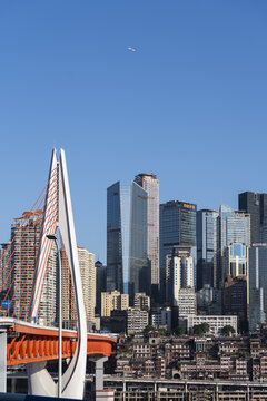 千厮门大桥与重庆洪崖洞同框