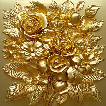 3d浮雕金属玫瑰花