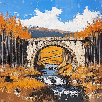 桥梁油画