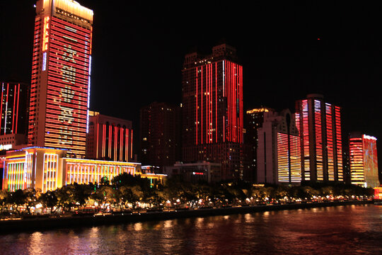 广州沿江路珠江夜景