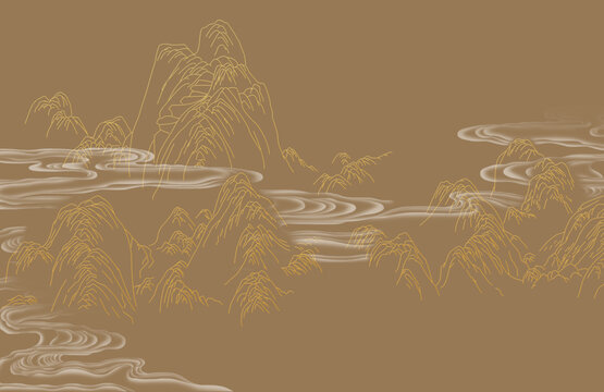 抽象线条山水画