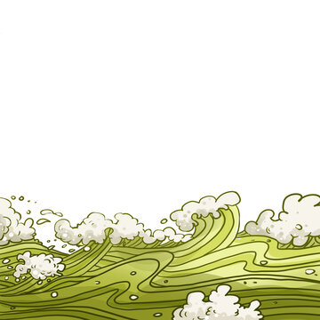 波浪浪花国潮风卡通手绘免扣元素