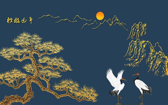 抽象线条山水画