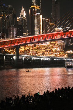 重庆洪崖洞夜景千厮门嘉陵江大桥