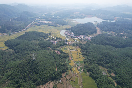 稻田村庄大山美景