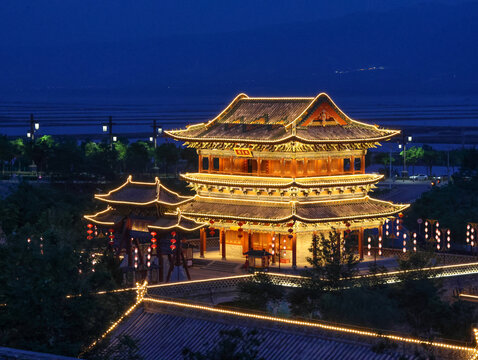 运城池神庙歌薰楼夜景