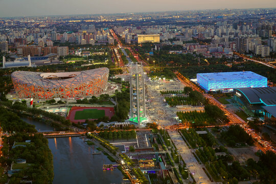 北京奥林匹克公园夜景全景