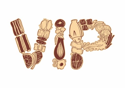 各种食材组成的英文字体矢量图案