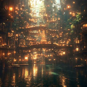 未来赛朋克水城