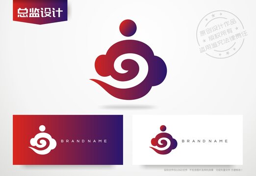 坐禅logo祥云标志