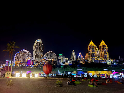 西双版纳白象沙滩夜景