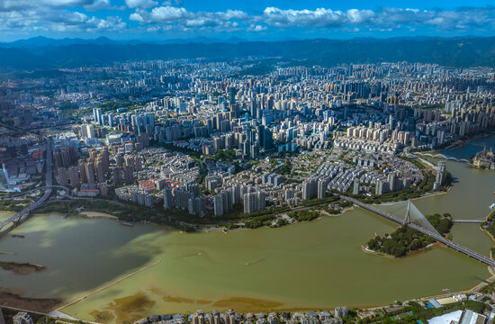 福州航拍俯瞰城市全景图区位图