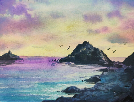 水彩风景装饰画