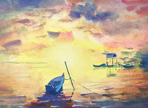 水彩风景装饰画