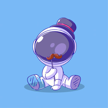 可爱宇航员礼帽Q版儿童插画