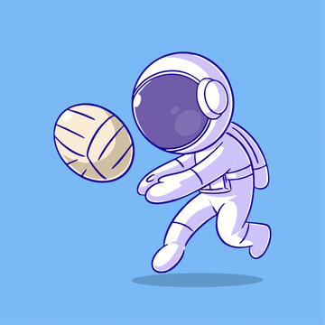可爱宇航员排球Q版儿童插画