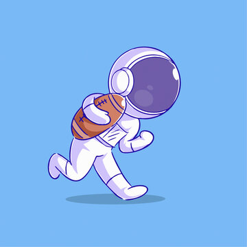 可爱宇航员橄榄球运动Q版儿童插画