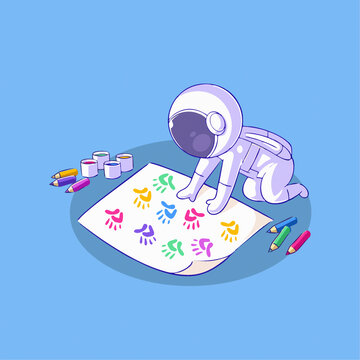 可爱宇航员绘画Q版儿童插画