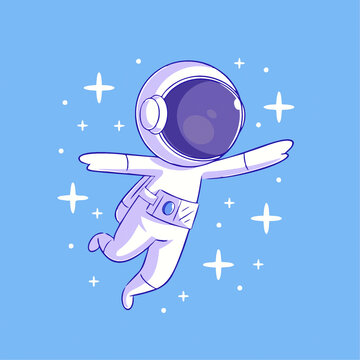 可爱宇航员跳舞Q版儿童插画