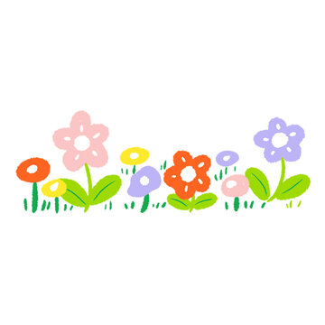 春天花草装饰手绘插画GIF图片